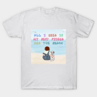 Boy And His Dog At The Beach T-Shirt
